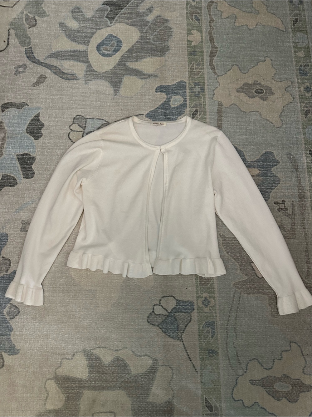 Cream Knit Sweater with Ruffle Trim